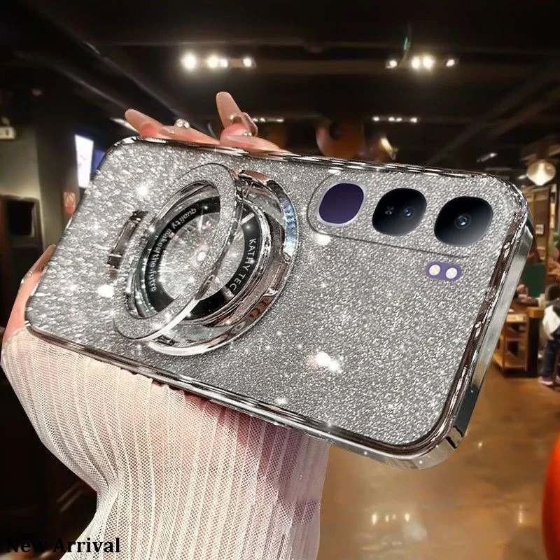 

Luxury with bracket Glitter Case For vivo V40 Lite 4g/5G Pro V40SE Case Holder For VIVO V40 pro V40 SE 5G 80W
