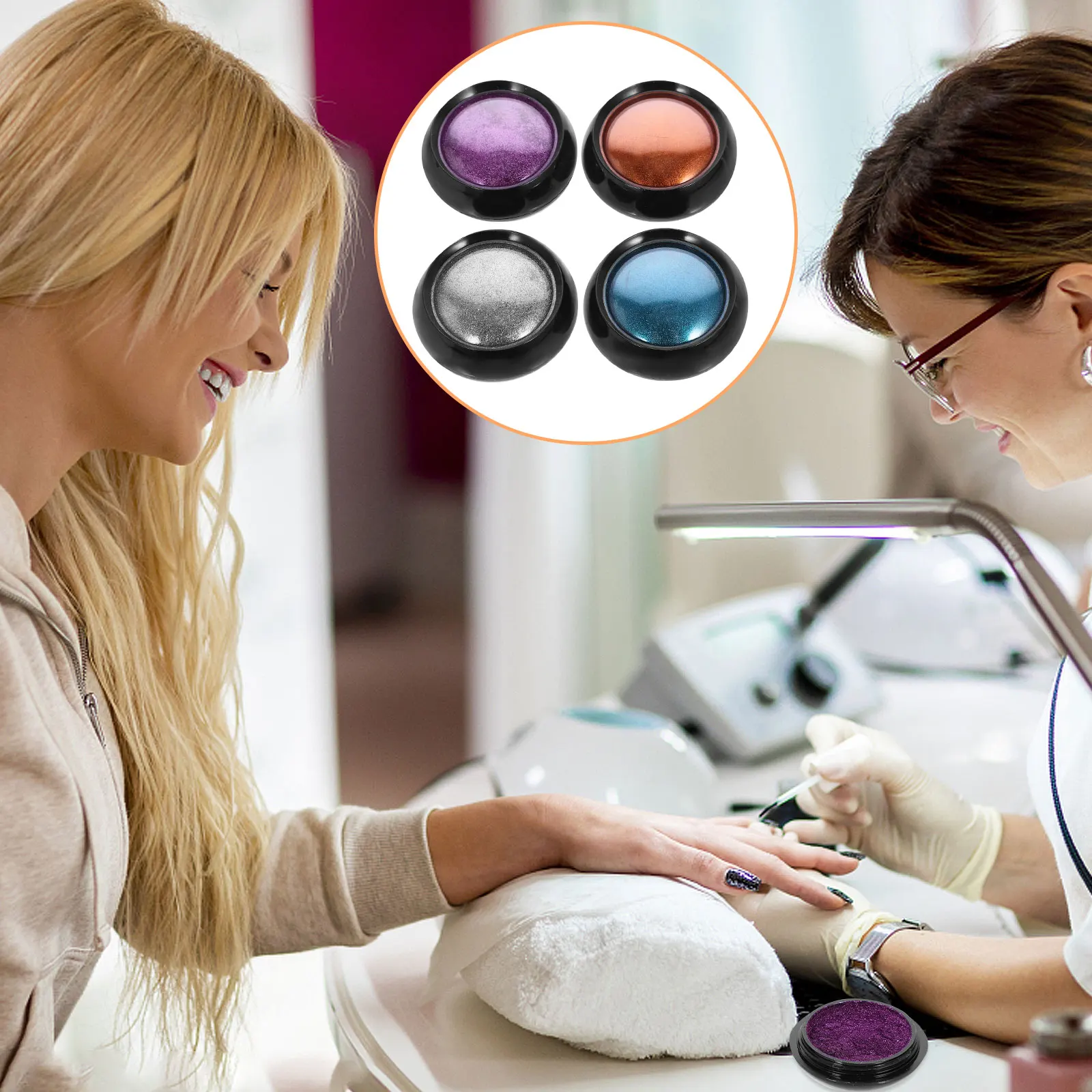 

4Pcs nail Art Glitter Set Long-Lasting Shimmer Powder for Manicure Fingernail Decors Salon Accessories