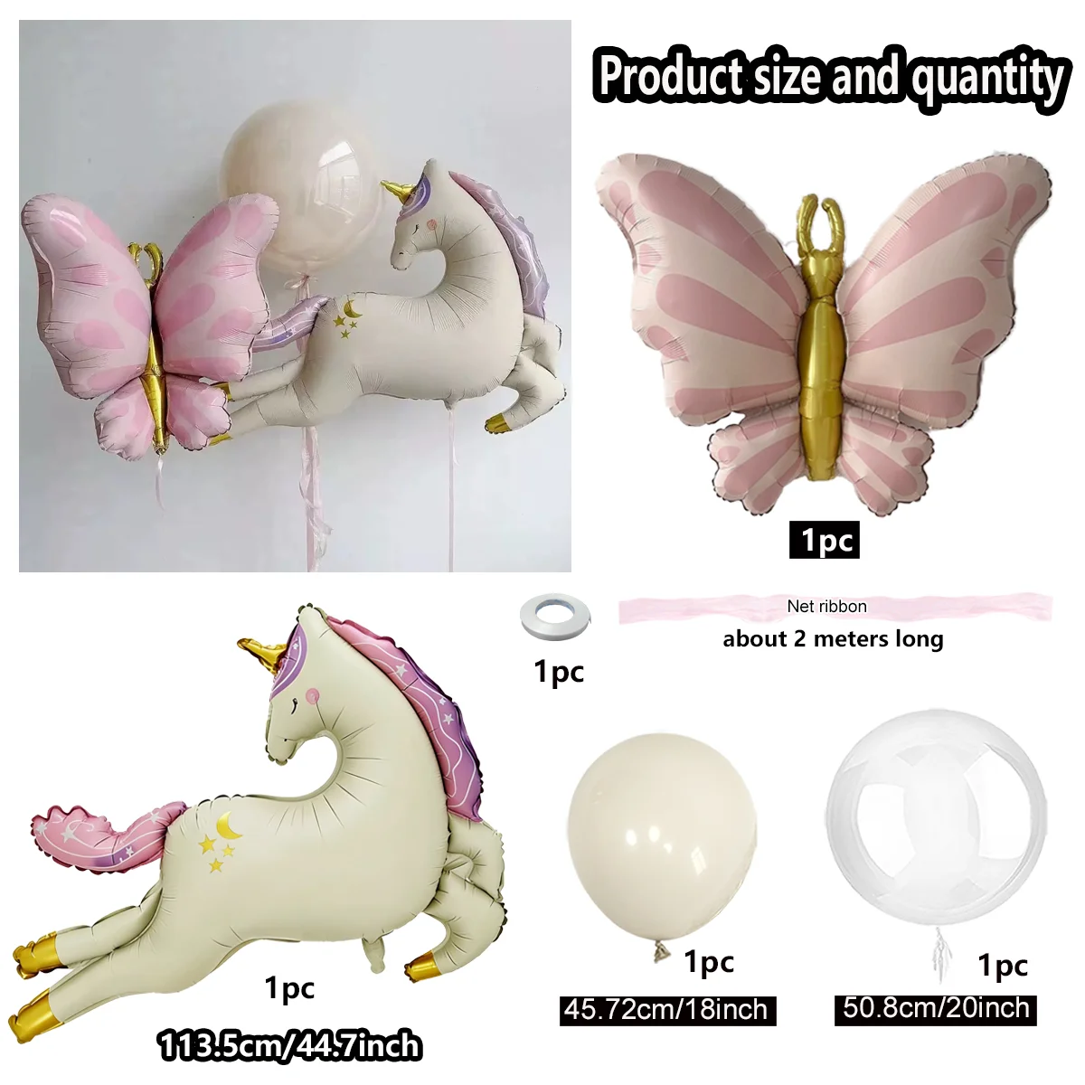 Vintage Einhorn und Rosa Schleifenballon-Set Waldprinzessin-Thema Ballondekoration Geburtstagsfeier Hochzeitsparty Ballons – Detail 4