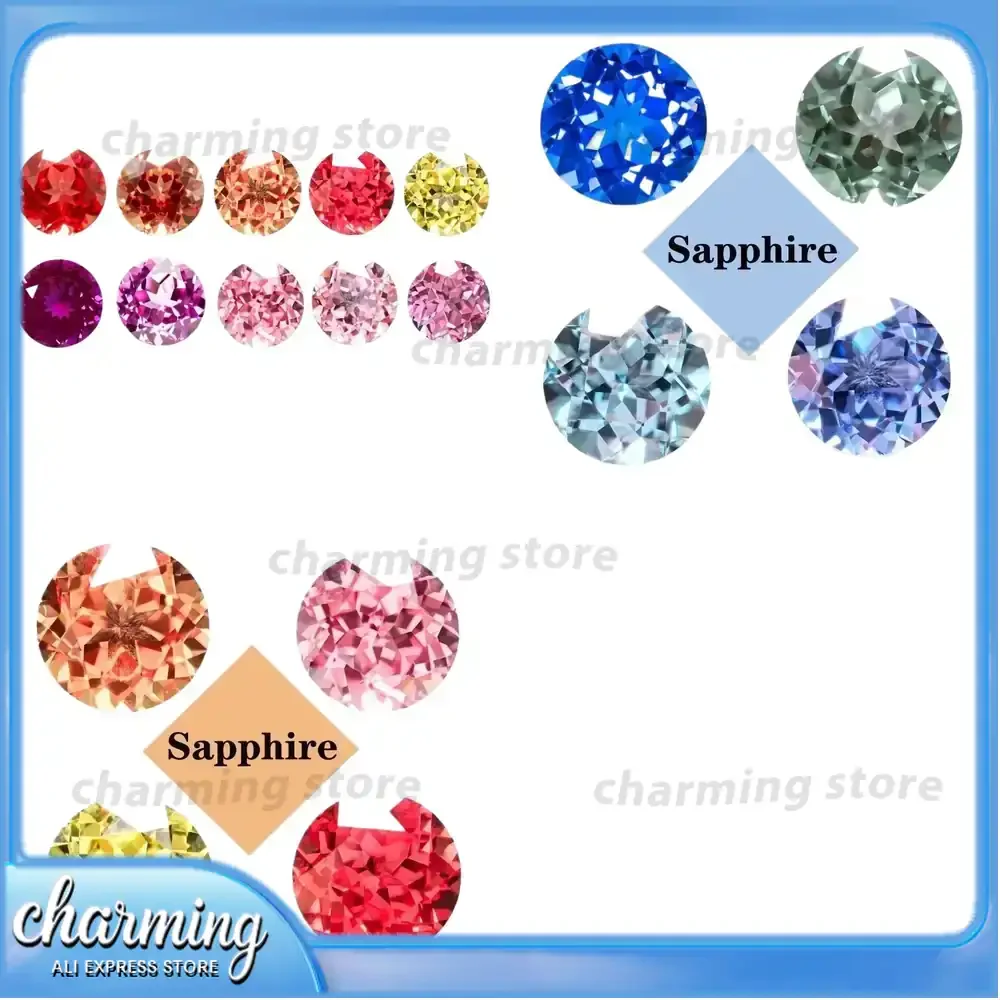 

Lab Grown Sapphire Gemstone Round Cut Synthetic Sapphire for Jewelry Making Multiple Colors Available Certified Hand Cut Lab