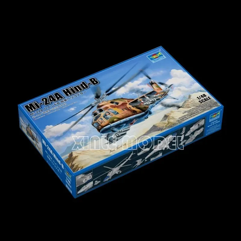 Trumpeter 05828 Mi-24A Hind-B 1/48 Kit de modèle à assembler à l'échelle militaire, jouet DIY, pour collection, cadeau d'anniversaire