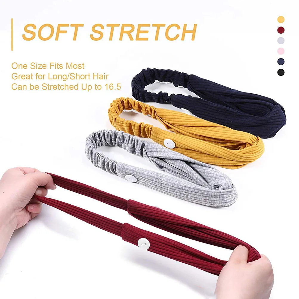 

6Pcs Durable Elastic Headband Cross Knot Sports Hairband Moisture Absorbent Non Slip Fitness Head Wrap for Yoga Daily Use
