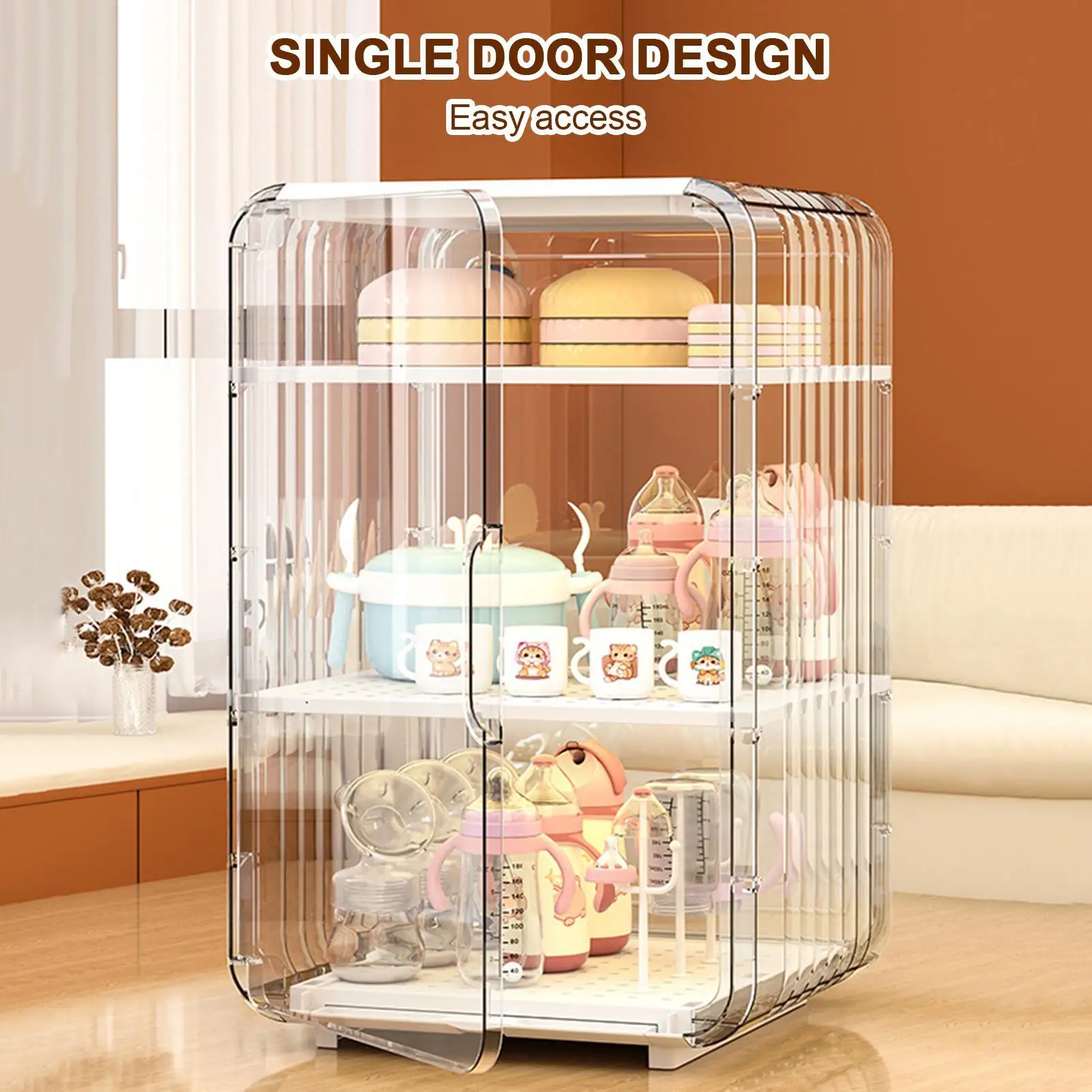 منظم تخزين زجاجات الأطفال، منظم أدوات المائدة للأطفال الصغار، حامل زجاجة شفاف مقاوم للغبار لطاولة المطبخ والحمام وغرفة النوم والثلاجة #3