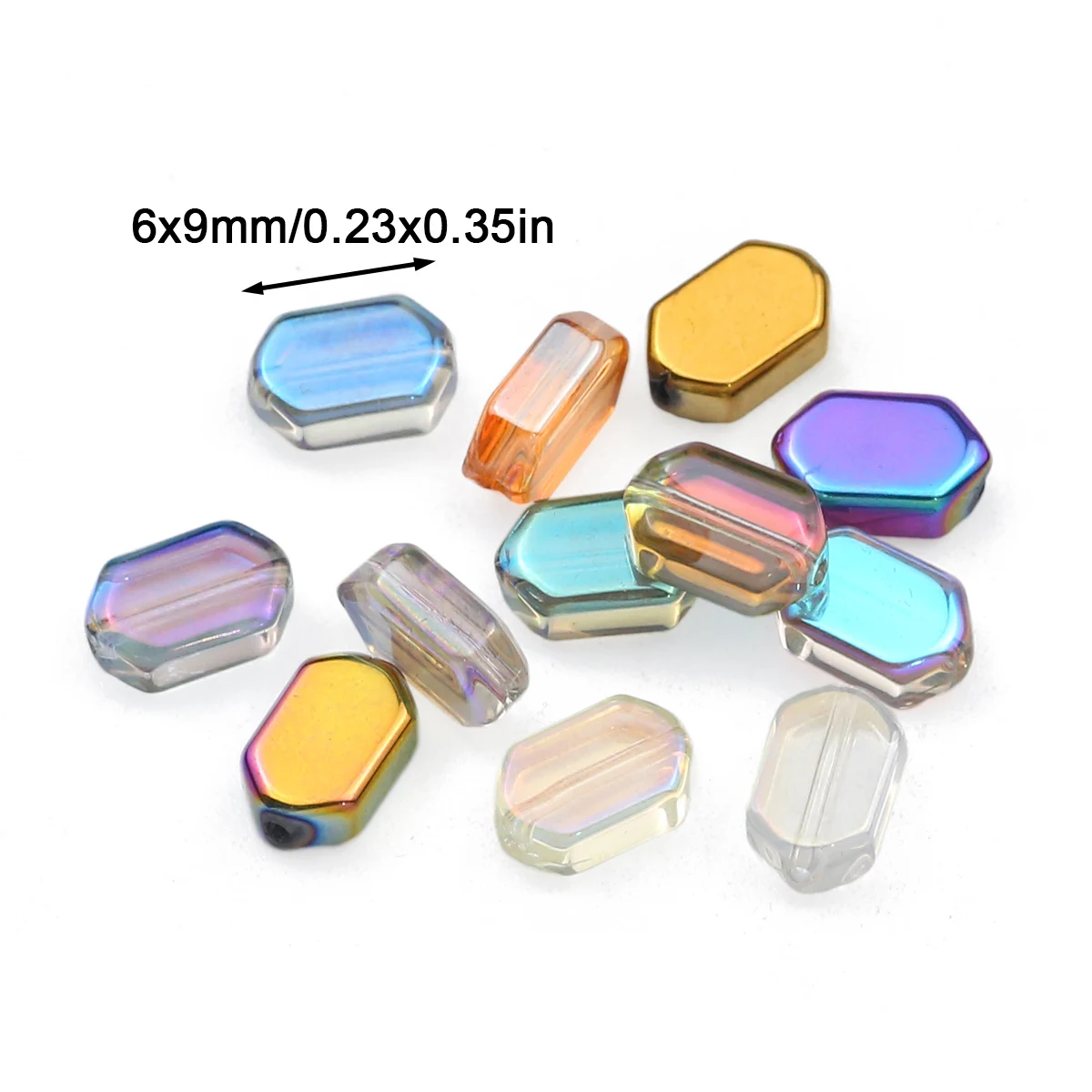 6x9mm Rectangular Crystal Glass Multicolor Handmade DIY Jewelry Bead Loose Beads Bracelets Necklaces Decorative Accessories