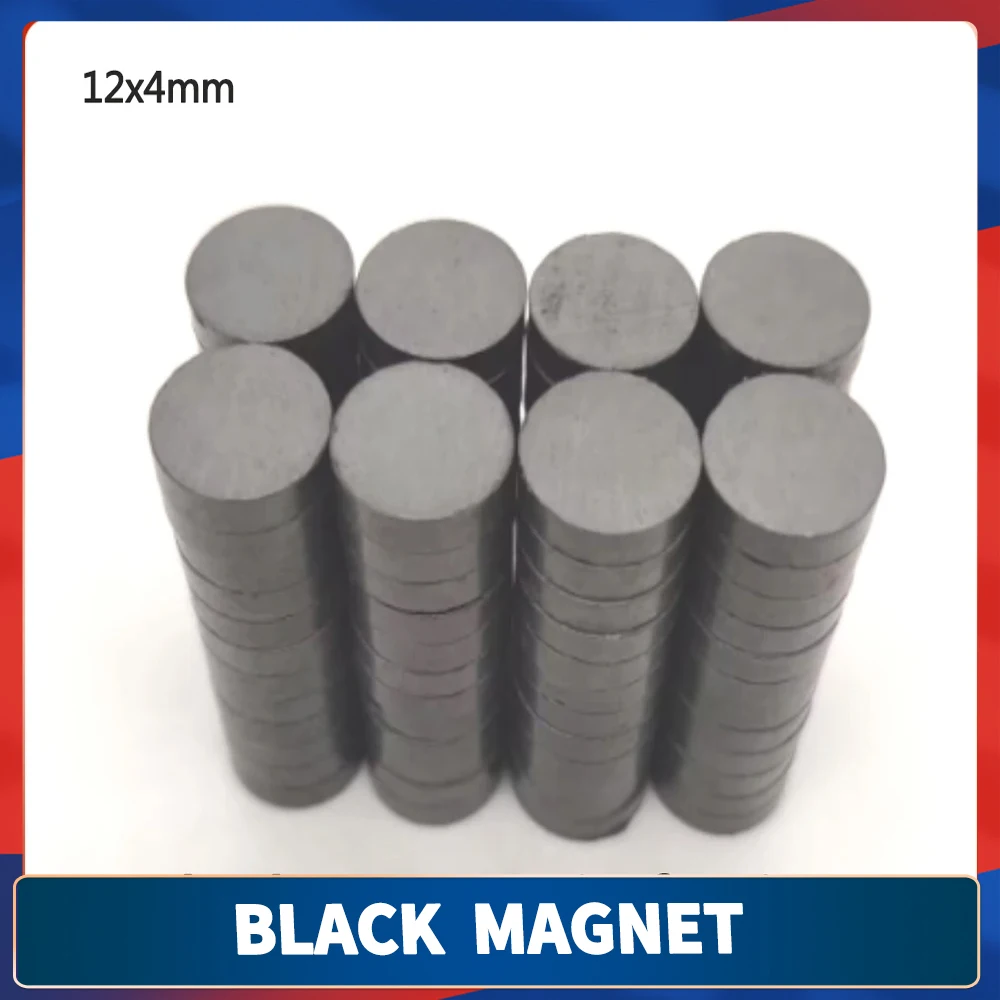 12x4 Black Magnets  Round Ferrite Magnet Strong Magnetic High Strength Refrigerator DIY Black Ferrite Magnet Patch 12x4mm