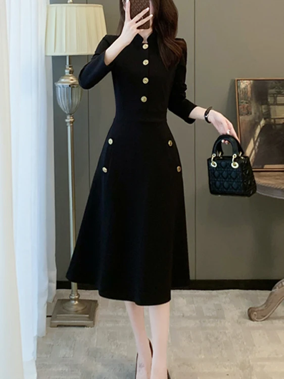 Ele Bla Dr Saia feminina de camada base emagrecedora de cintura alta outono inverno nova Sle Ins Sle cor pura cintura alta A-Li...