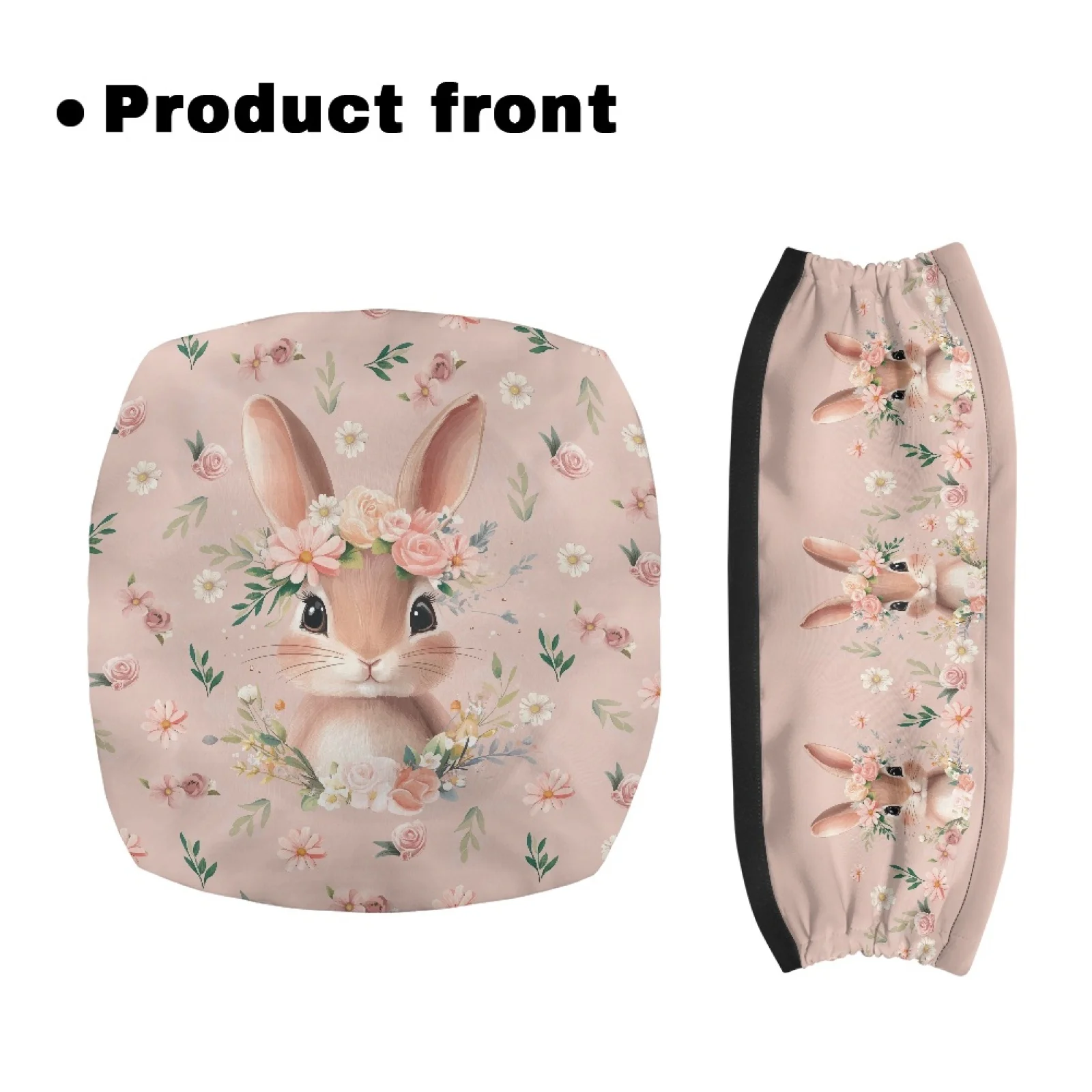 Coloranimal Rabbit Rose Set of 2 Rollator Seat Back Rest Covers Polyester Fabric Rollator Seat Covers for Unisex