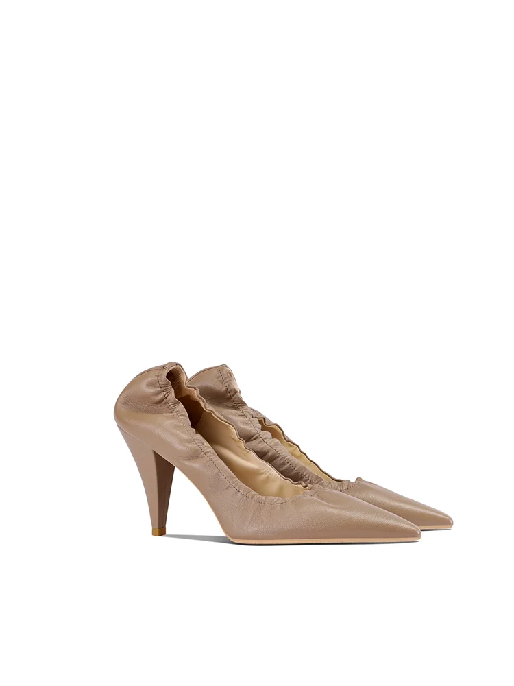 Nouvelles chaussures à talons hauts plissées à bout pointu et à découpe basse pour banquets, grandes et petites tailles, pour femmes