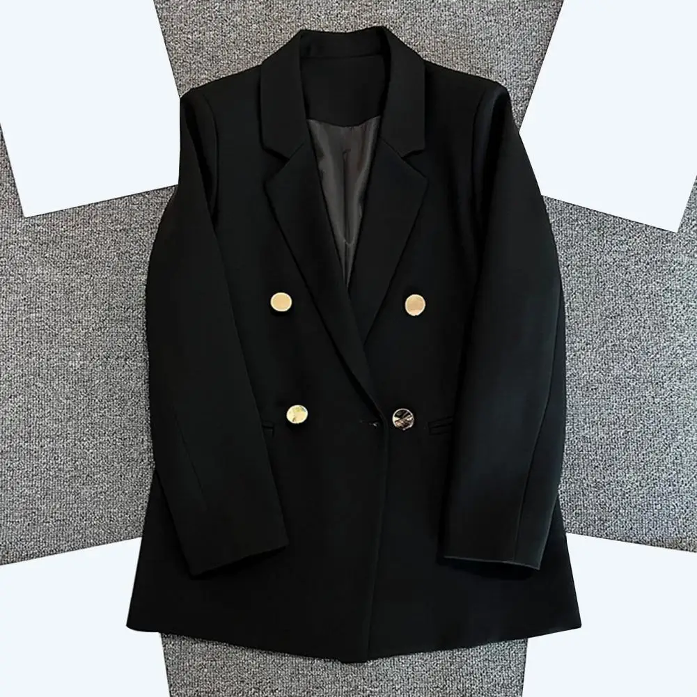 Chaqueta de doble botonadura para mujer, traje elegante de manga larga con solapa, bolsillos rectos, ropa Formal de oficina