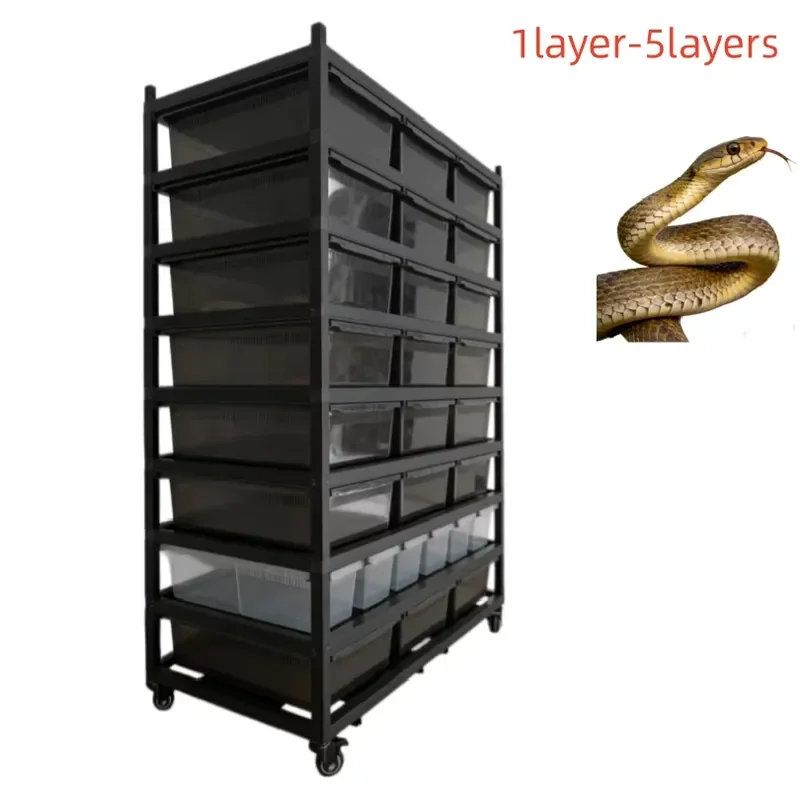 for Professional Modular Reptile Breeding Rack System with Heated Enclosures for Snakes and Geckos