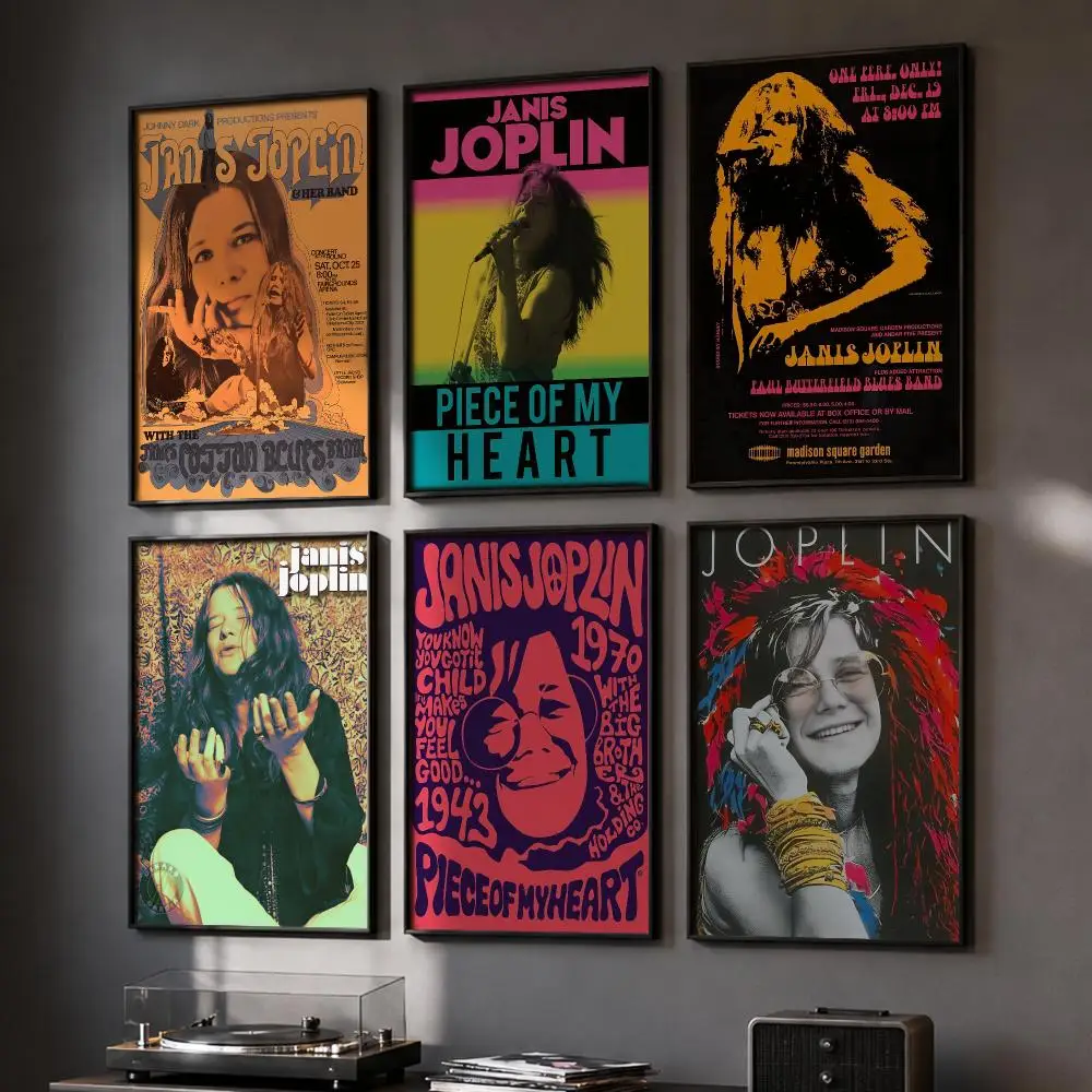 Singer J-Janis J-Joplin Painting Calligraphy Aesthetic Canvas Poster Wall Art Print Vintage Painting Home Decor  Bedroom