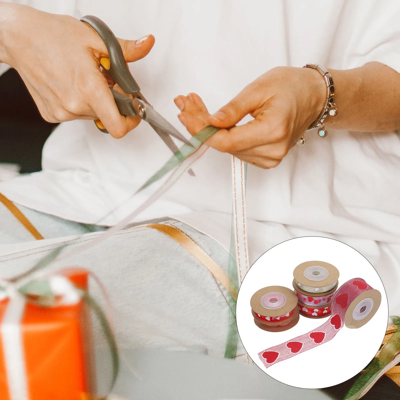 

6 Rolls Valentine Heart Ribbon Decorative Craft Ribbon for Gift Wrapping Party Supplies Valentine's Day Ribbons