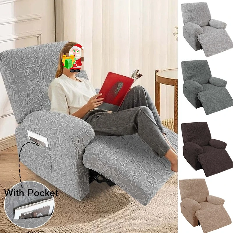 Thickened All-inclusive 4 Ppcs/set Stretch Stretch Lazy Recliner Cover Non Slip Armchair Covers  with Pocket for Kids and Pets