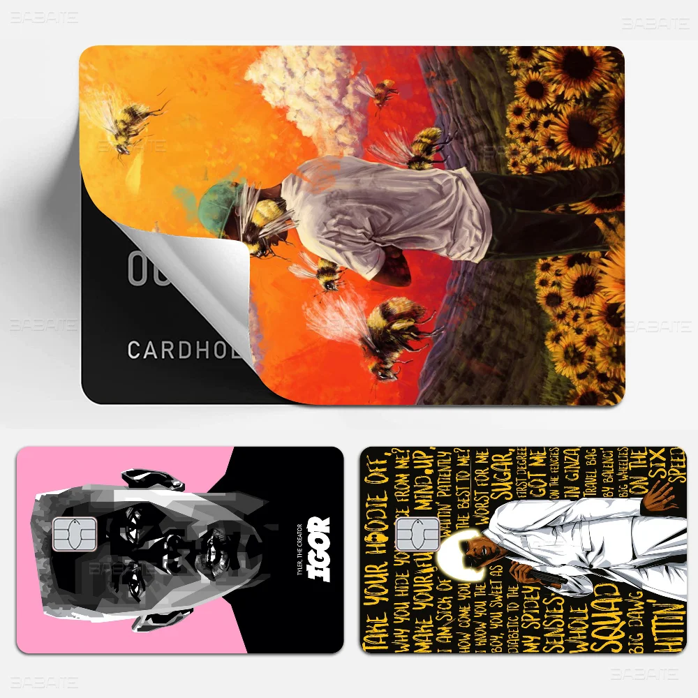 Rapper Tyler The Creator Flower Anime Cartoon Bear Skin Sticker Film Tape Case For Big Credit Debit Card Front Side