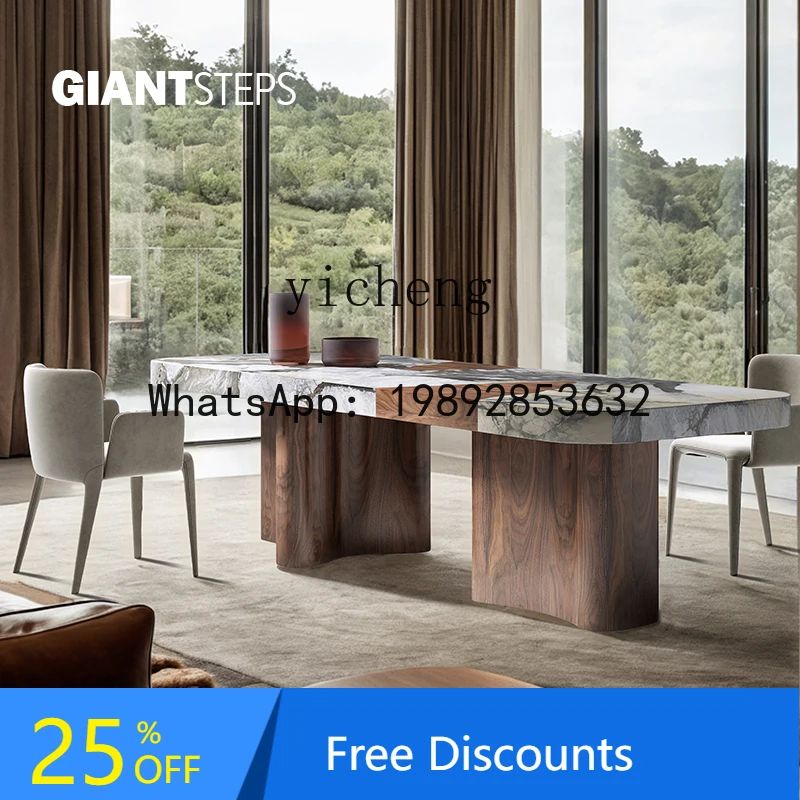 AA antique natural marble dining table high-end modern simple table large apartment