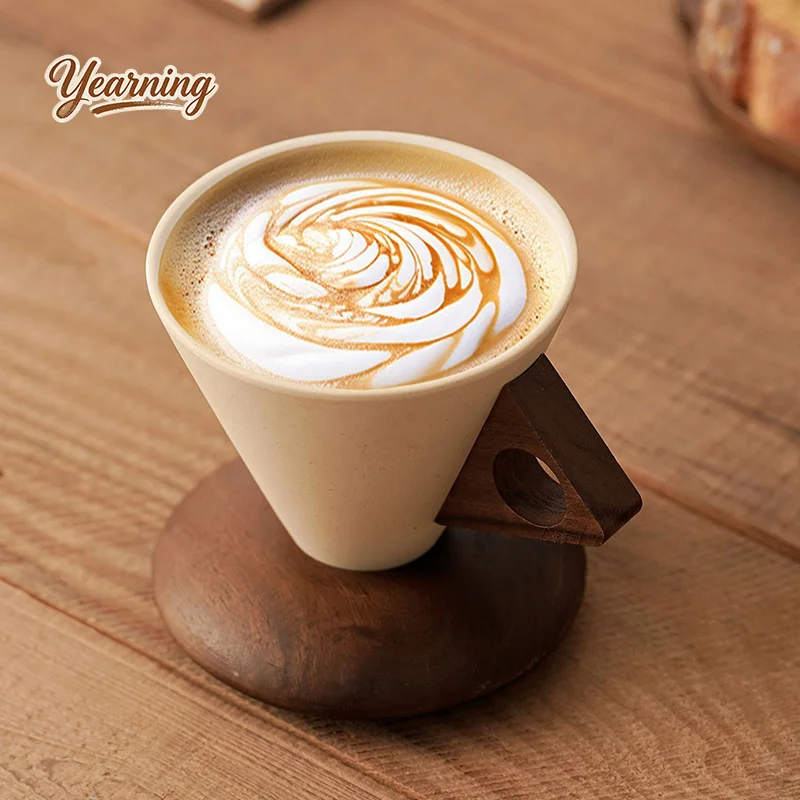 

Ivory White Ceramic Coffee Cup Coarse Pottery Kiln Change Bamboo Joint Mug Latte Art Cup Niche Water Cup