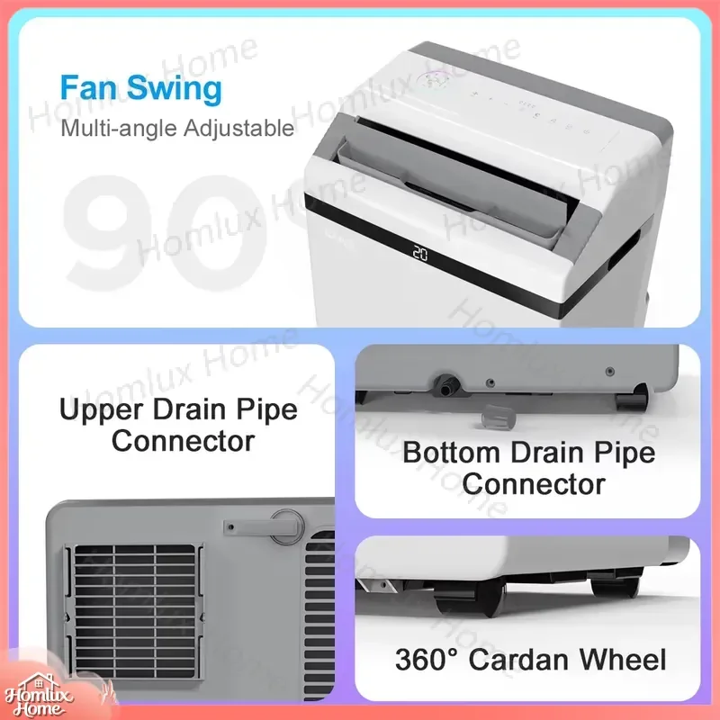 Portable Air Conditioner 12000 BTU 220V Mobile AC Unit with Ionizer Low Noise for Home Office Room Cooling