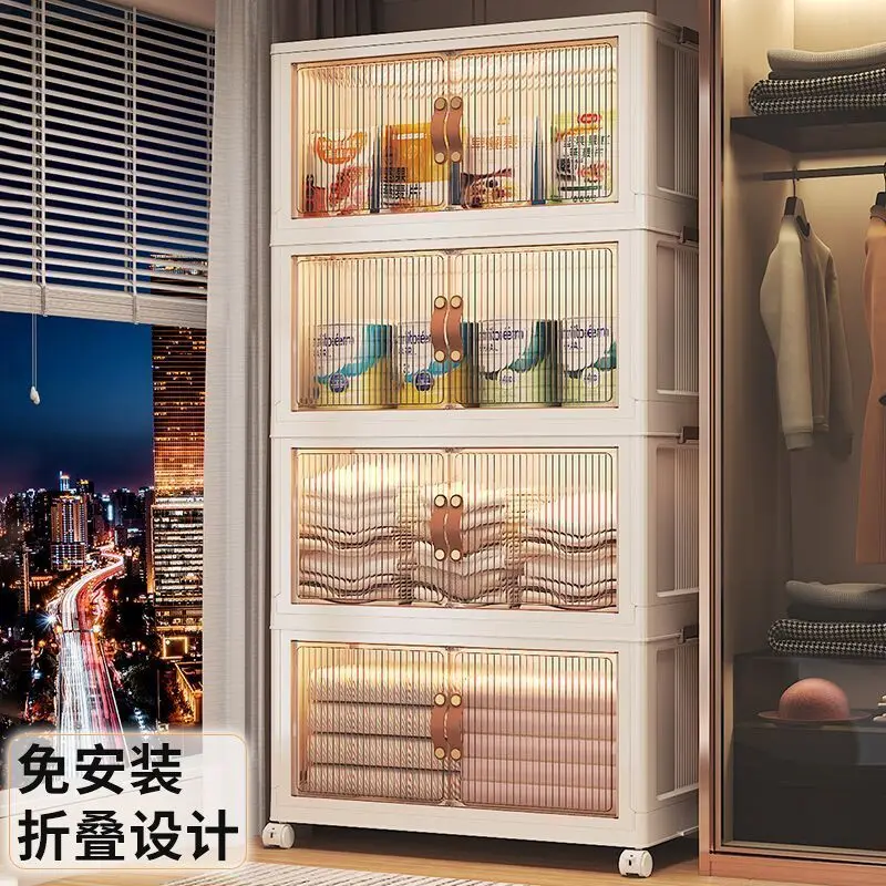 2/3 Layer Foldable Snack Storage Box - Large Capacity Storage Box with Pulley for Home Living Room Bedroom Clothing Storage