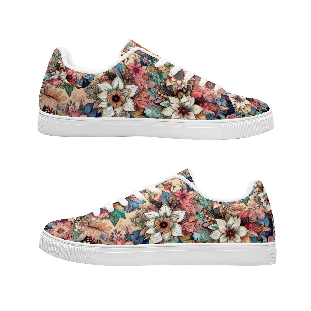 

Springtime floral print Casual Sneakers High-Quality White Fashion Shoes Versatile and Stylish for women