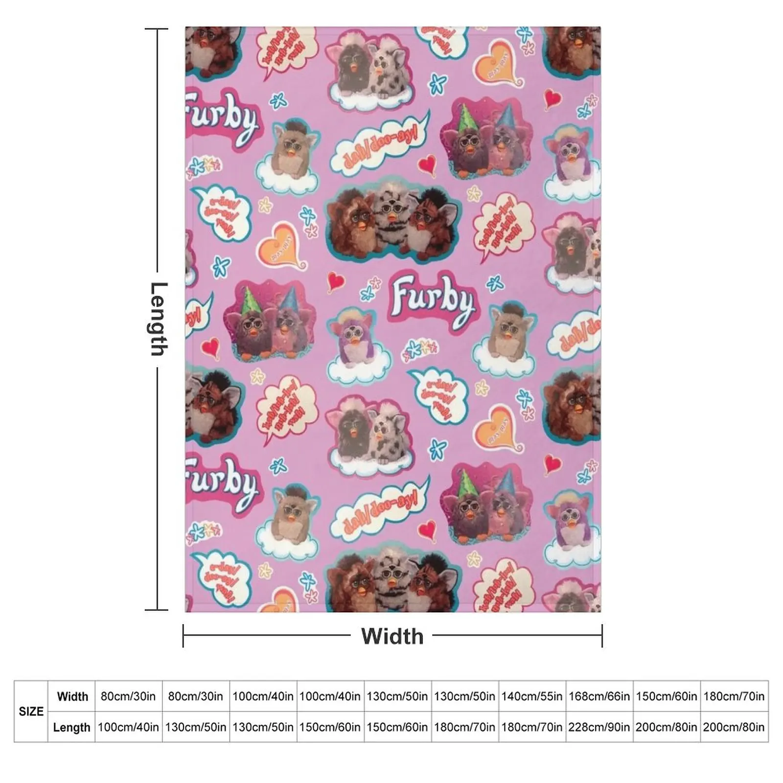 Authentic Vintage Y2K Furby Pack / Pattern Throw Blanket Hair Loose Soft Plaid Heavy Blankets