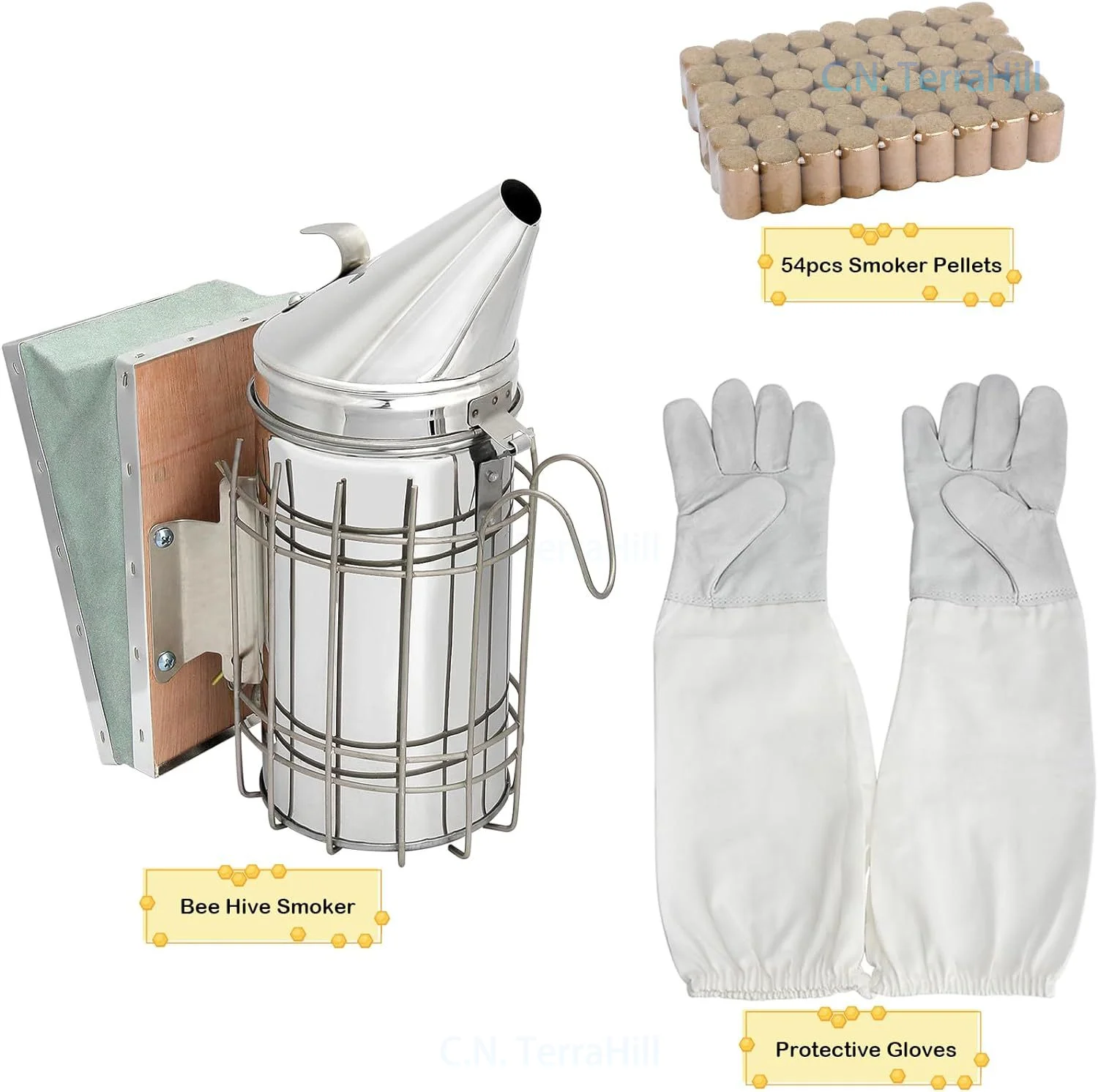 Beekeeping Tools 12-in-1 Kit Smoker, Bee Brush, Sheepskin Gloves, Uncapping Knife, Needle Knife, Duckbill Feeder