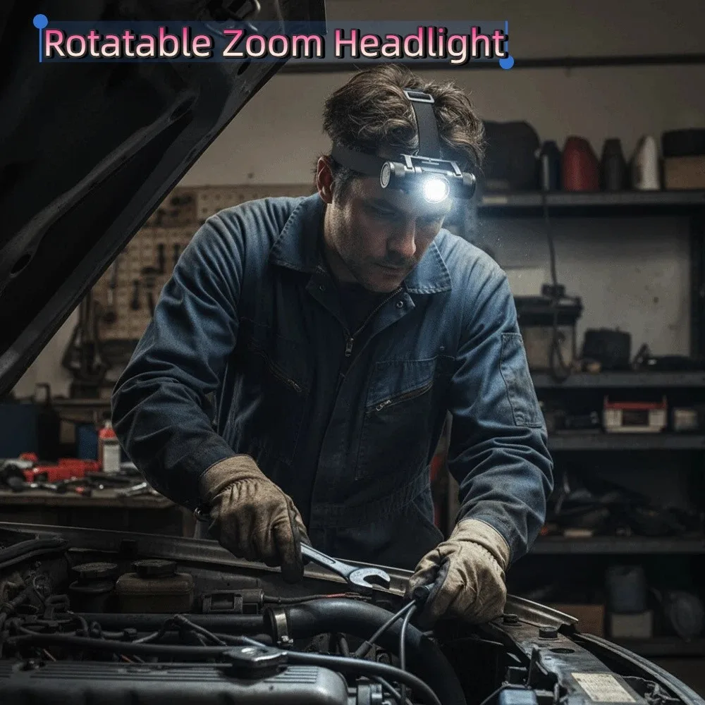 Ultra Bright Rotatable Zoom Headlight Strong Light Waterproof Zoomable Headlight Aluminum Alloy Mini Powerful Headlight Fishing