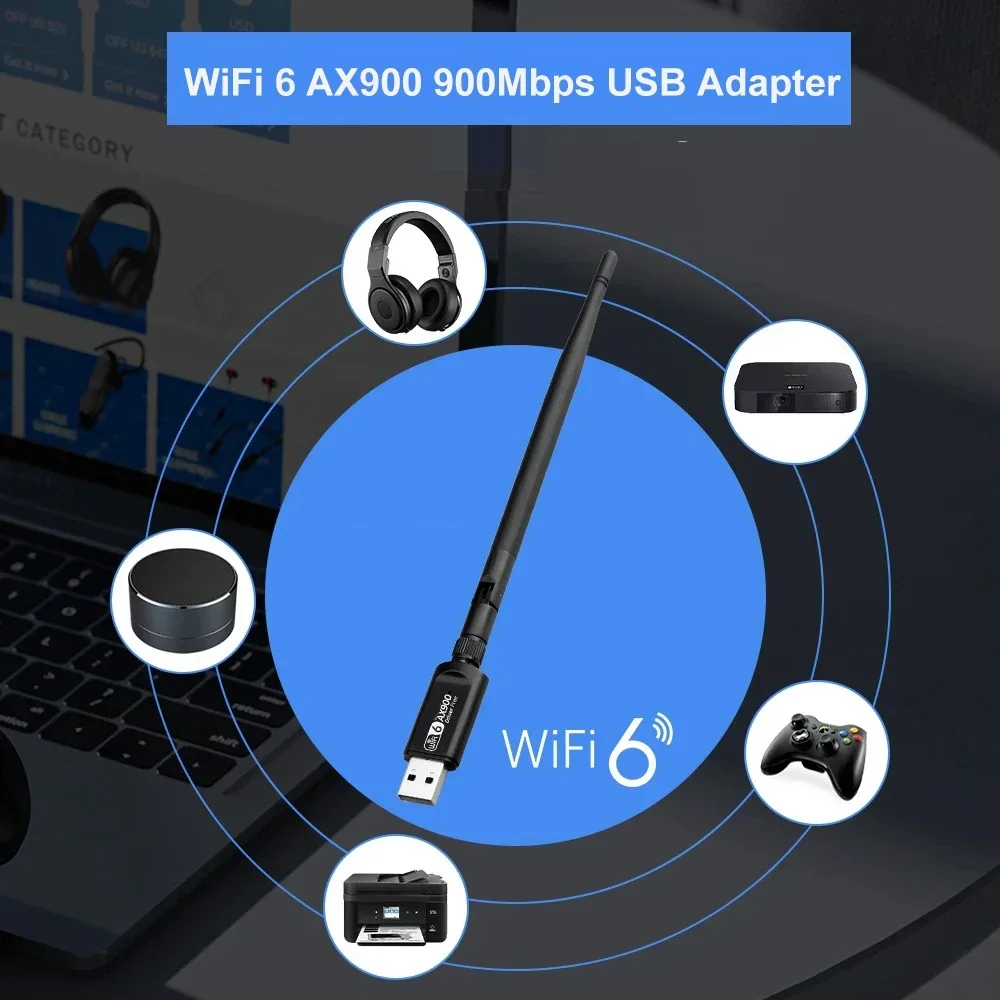 AX900 USB WiFi محول ثنائي النطاق بلوتوث 5.3 2 في 1 واي فاي 6 دونغل استقبال لاسلكي للكمبيوتر/الكمبيوتر المحمول سائق مجاني ل Win10/11