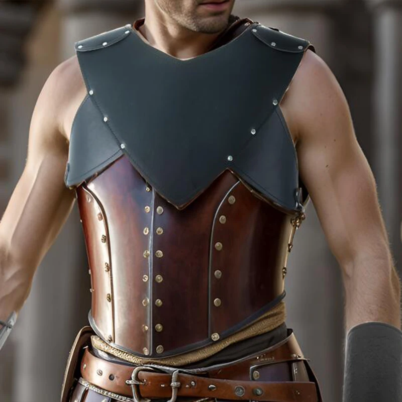 中世バイキング騎士ショルダーポールドロン Pu レザーショルダーカバーケープ鎧スチームパンクルネッサンスロールプレイコスプレアクセサリー