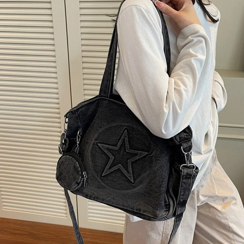 

H3CB Denims Shoulder Purses Women Toted Handbags Top Handle Bag Trendy Satchel Handbag Crossbody Bags with Detachable Strap