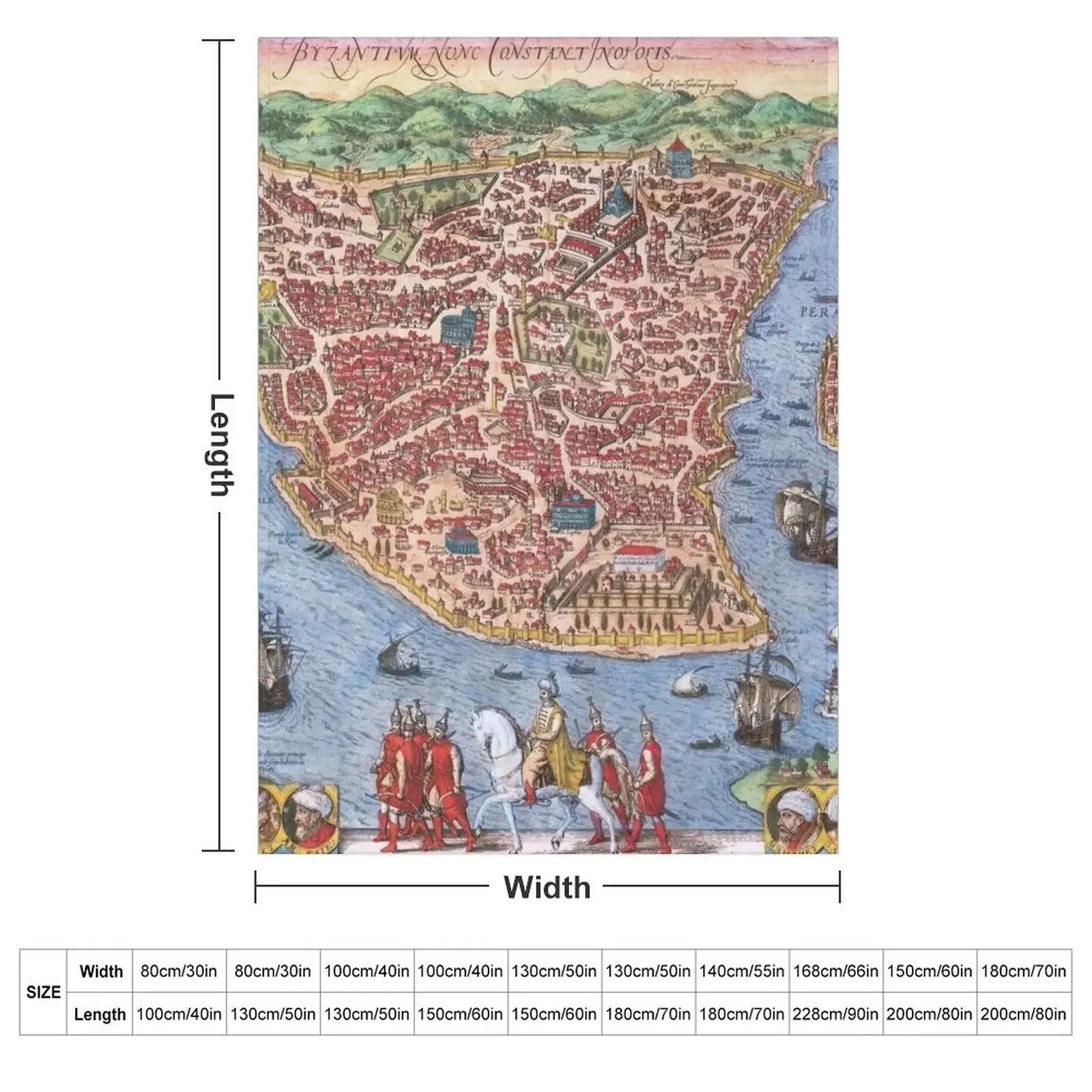 1572 bird's eye view map of Constantinople - Georg Braun & Frans Hogenberg Throw Blanket christmas gifts Thin Nap Kid'S Blankets