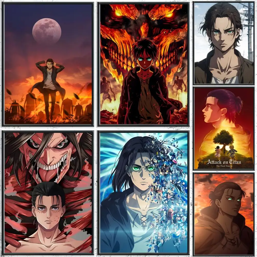 Anime A-Attack On Titan Eren Yeager Painting Calligraphy HD Canvas Poster Crease Free Waterproof All Space Wall Decor