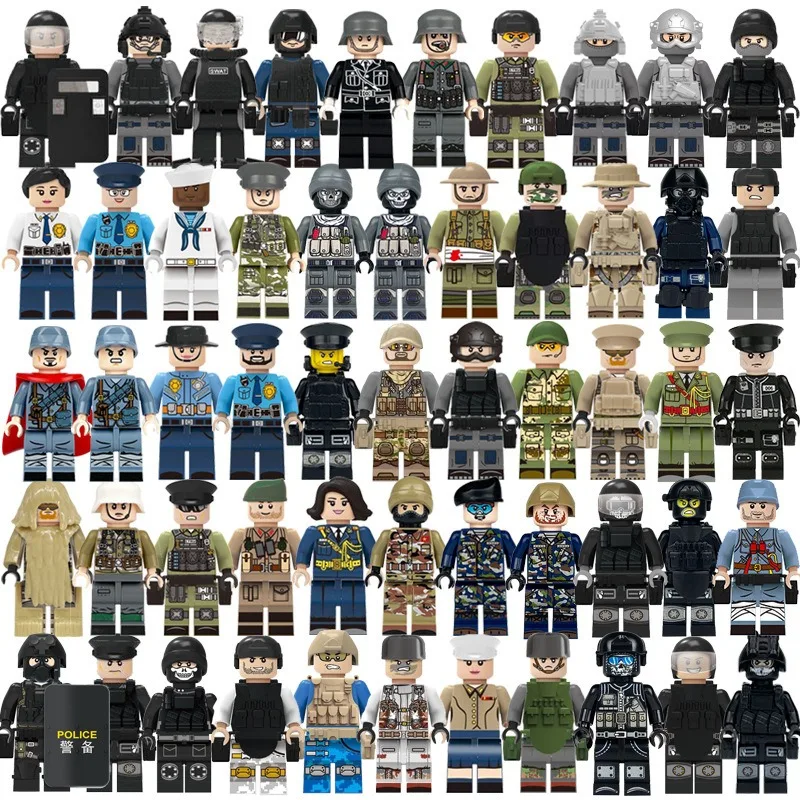 

12 шт. строительных блоков, фигурки, фигурки спецназа для борьбы с терроризмом, куклы-гуманоиды, детские игрушки, подарки на день рождения.