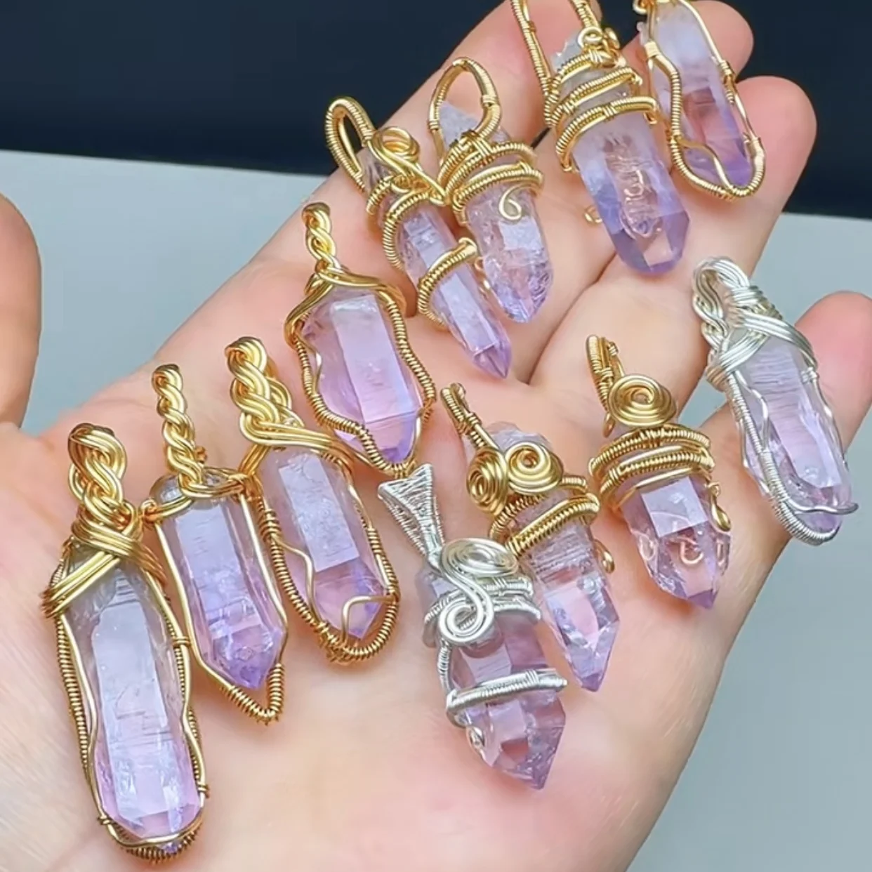 

1 Pc Fengbaowu Natural Amethyst Mexico Cruz Crystal Wire Wrapping Necklace Pendant Reiki Healing Stone Gift For Women Men