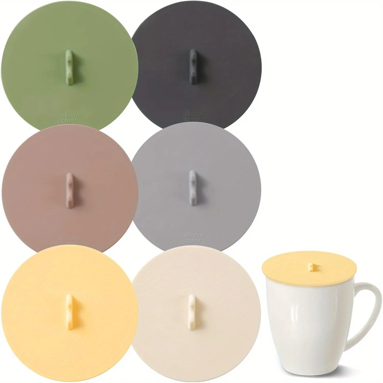 

6 reusable silicone coffee cup lids and wine glasses