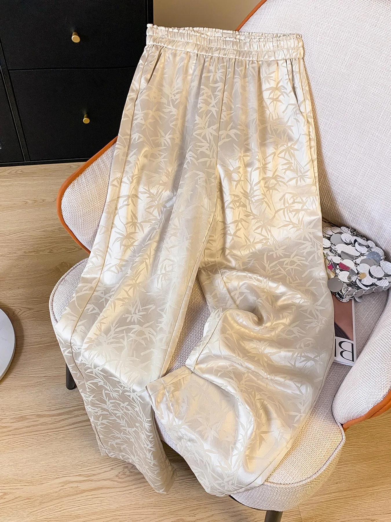 New Chinese Style Wide Leg Pants Women's Spring Soft Loose Draped Slim Straight Casual Long Trousers Ethnic Fashion