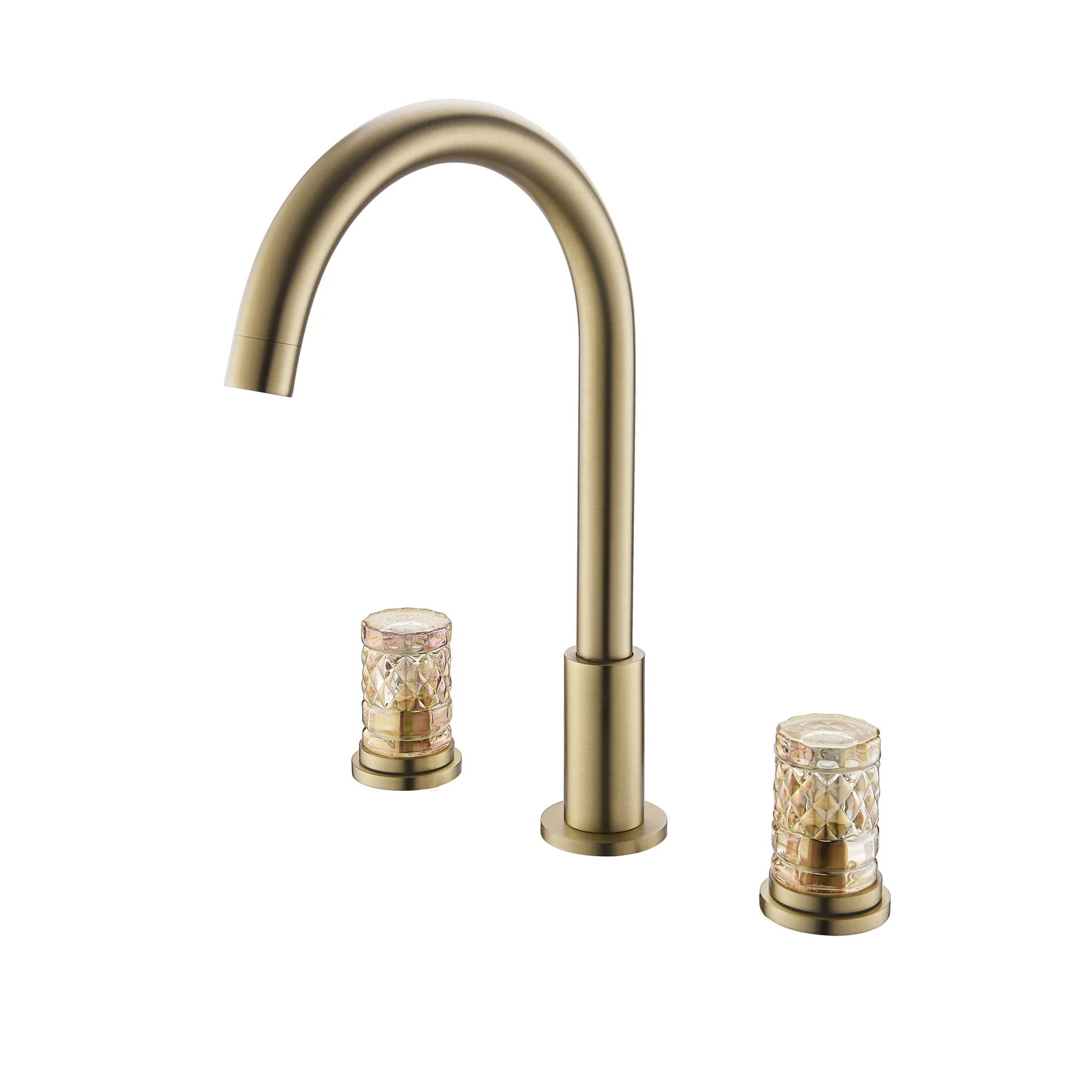 8 Inch Basin Sink Faucet Deck Mounted Double Handle Hot and Cold Mixer Taps 3 Hole Widespread Bathroom Vanity Sink Faucet Gold