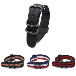 3 HOT Nylon Watch Band for Army Sports Style Strap 18MM 20MM 22MM 24MM Wristband Accessories with Black Ring Buckle