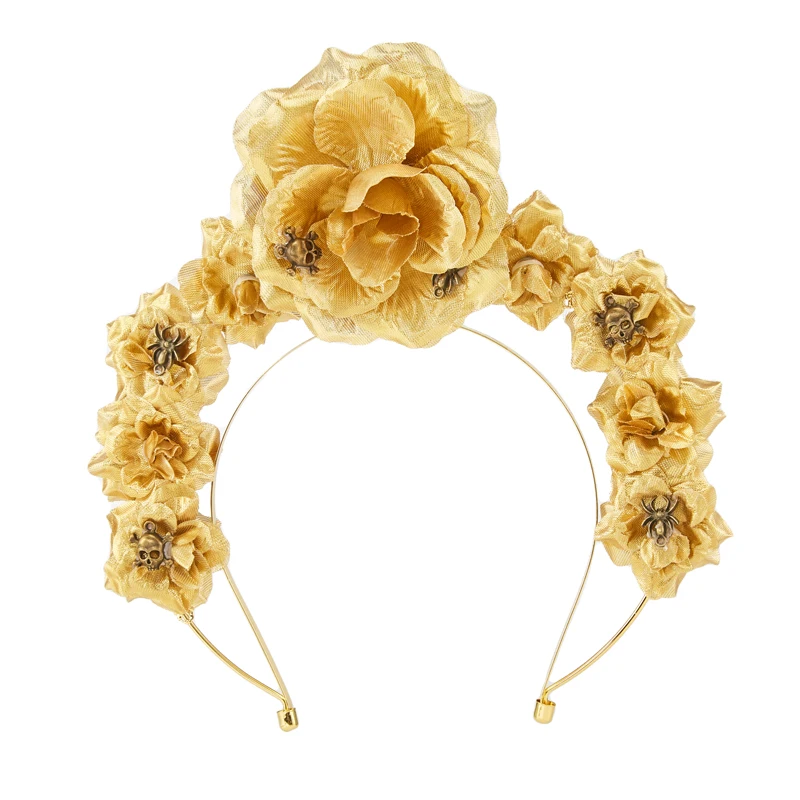 Flores góticas Halter Crown para meninas, deusa do sol, barroco Headband, Halloween Cosplay Headaddress, Lolita Crown