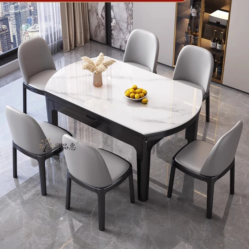 

Household Oval Modern Dining Table Solid Wood White Folding Dining Table Restaurant Chairs Mesas De Comedor Home Furniture