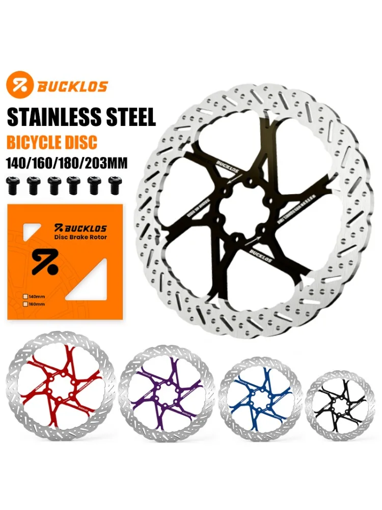 AliExpress BUCKLOS 140/160/180/203mm Bike Brake Disc Stainless Steel Bicycle Brake Rotors Road MTB Bike Rotor 6-Bolt Cycling Disc