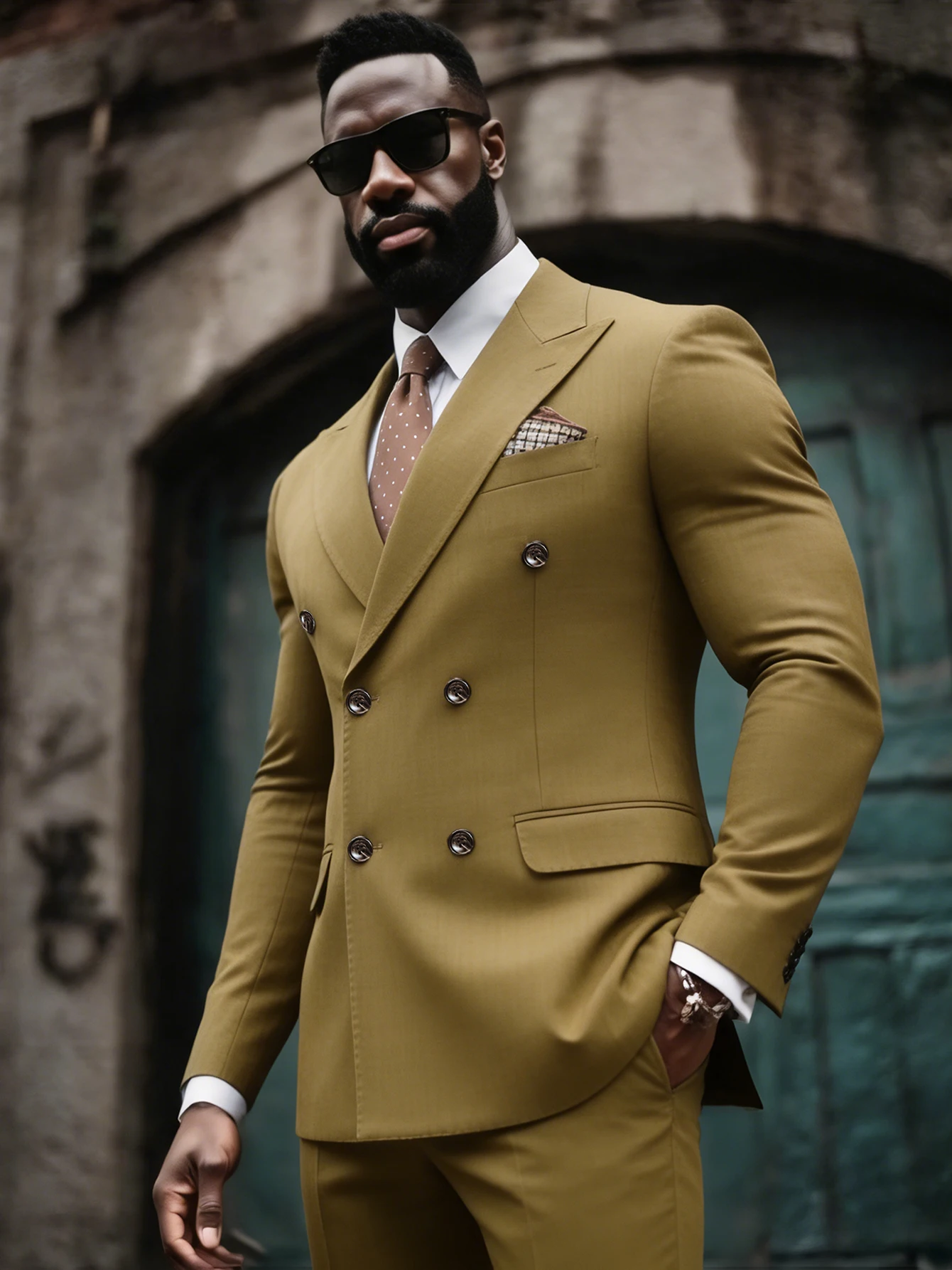 

Men's Double Breasted 2 Piece Suit Peak Lapel Slim Fit Blazer & Pants Set for Wedding Groom Business Formal Wear