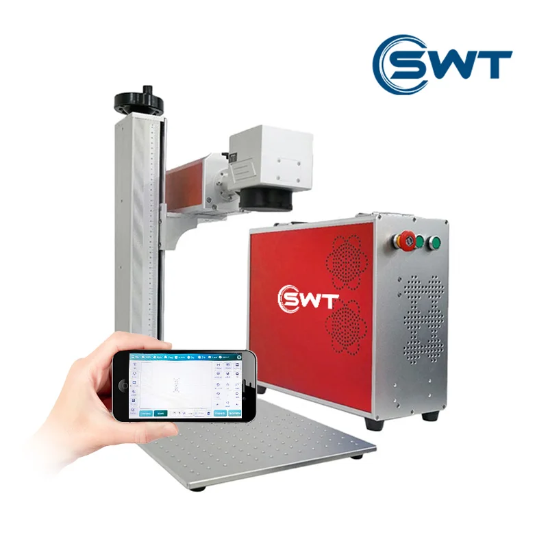 

Волоконный лазерный маркиратор SWT 30 Вт с поворотным механизмом для цилиндрических объектов в чашке бутылок, гравировальных применений