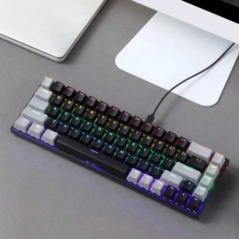 APAYADO R680 Mechanical Keyboard Gaming Wired 68 Keys Layout Mini Mechanical Keyboard Full-key Punchless 1 RGB Light Effects