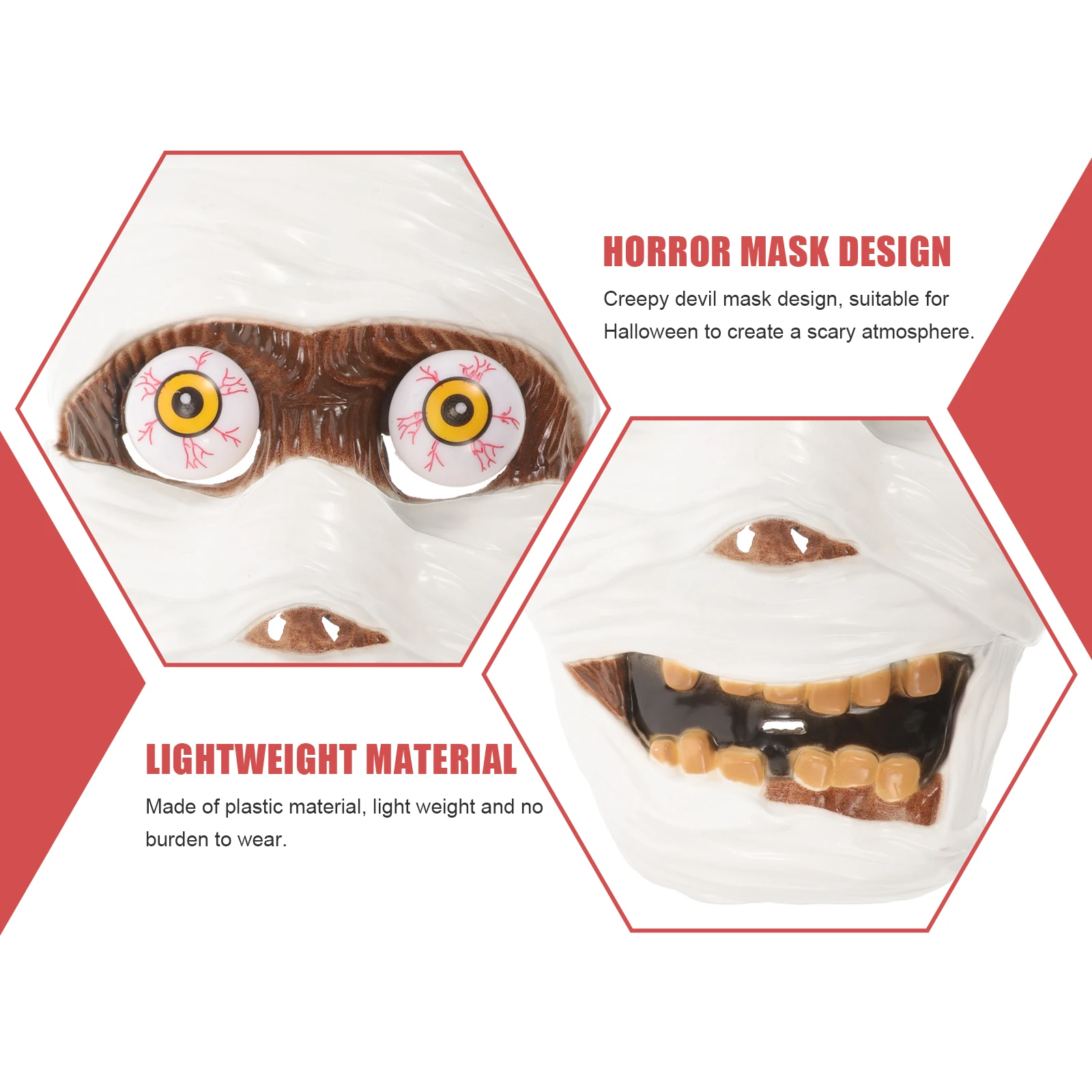 

2 Pcs Horror Mask Realistic Men Halloween Creepy Costumes for Adults Face Cosplay Plastic Prom
