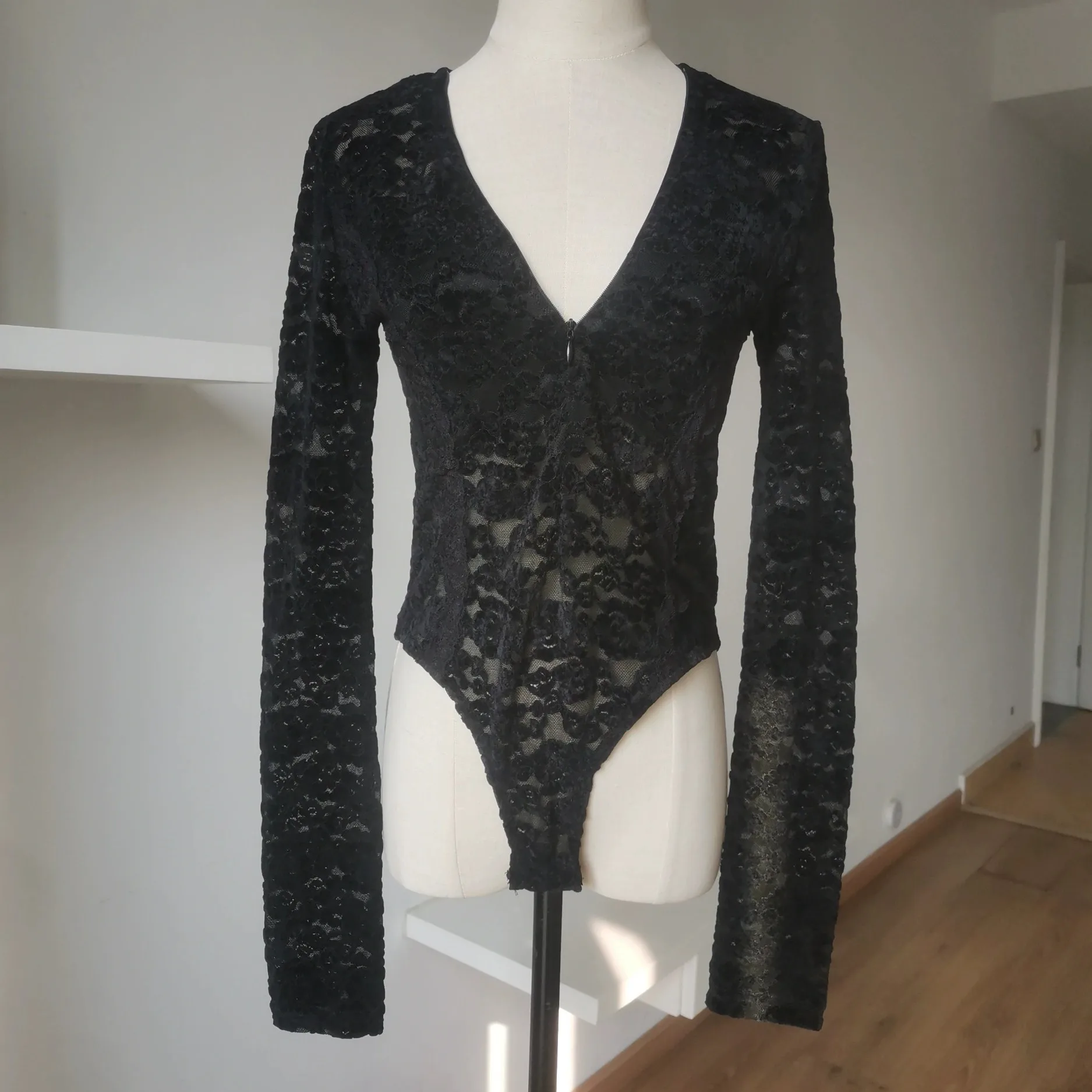 레트로 레이스 스플라이스 V넥 슬림핏 롱 슬리브 티셔츠 원피스 여성용 가을 겨울 신상 출퇴근룩 한국 스타일 순수한...