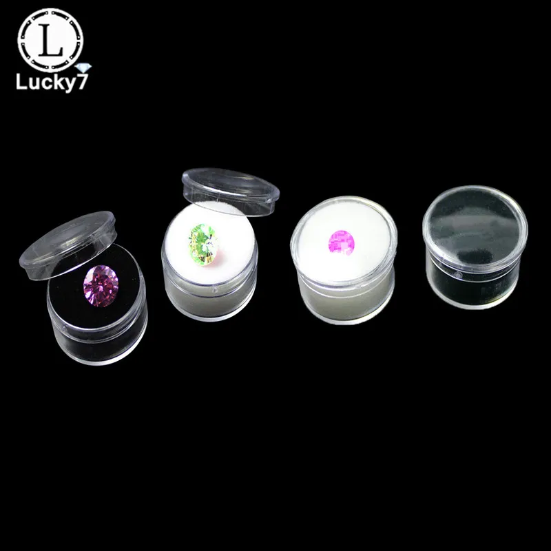 10 unids/lote caja redonda transparente de diamantes de imitación cuentas de plástico caja de joyería caja de almacenamiento organizador de embalaje de gemas
