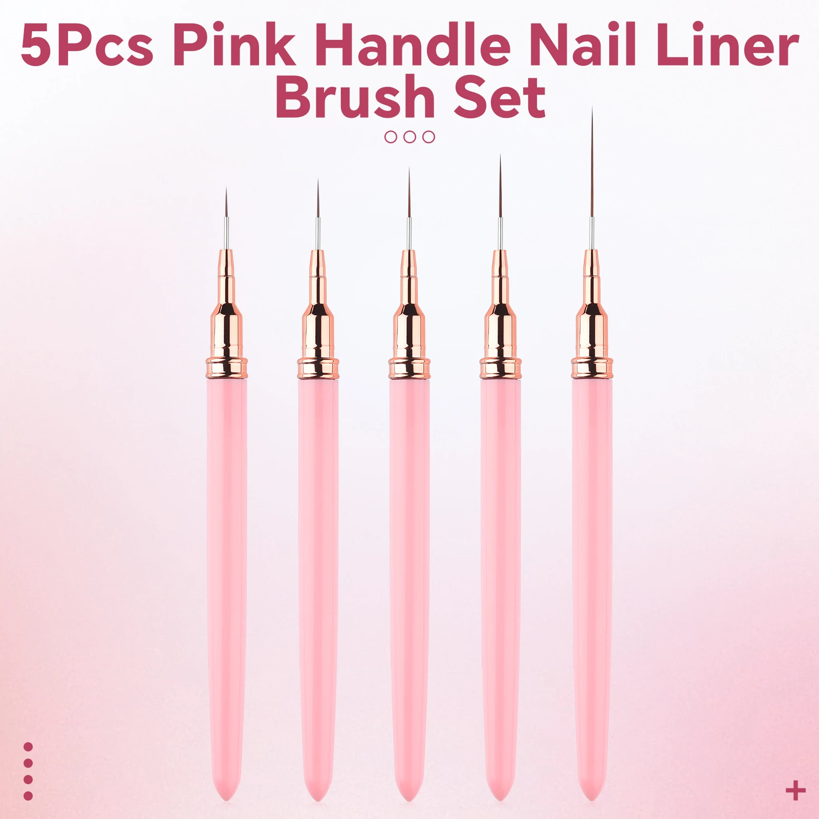 Nail Art Liner Brushes Set 5Pcs/Set Pink Professional Elongated Lines Striping Drawing Painting Nail Design Pen Manicure Tool