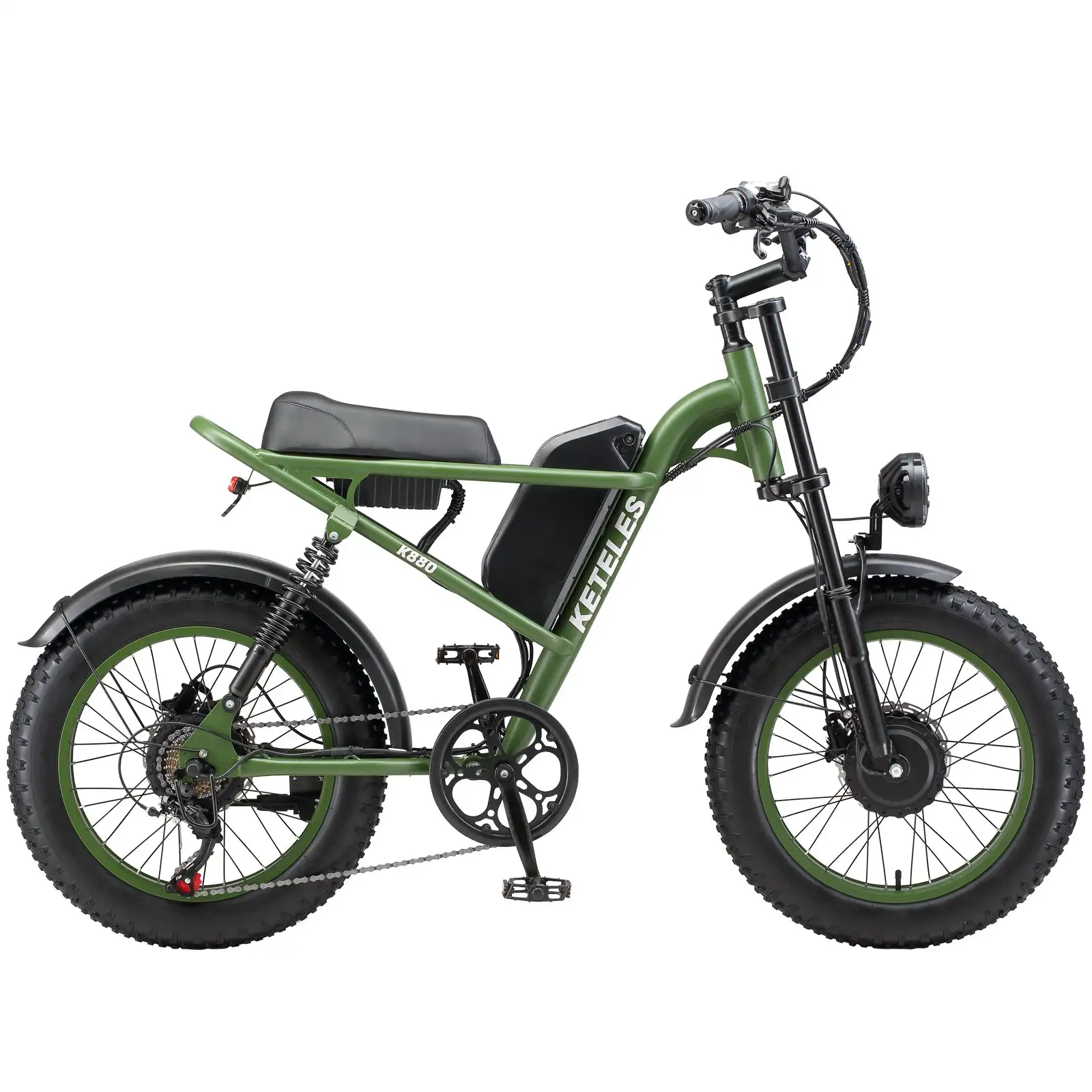 Keteles K880 Adult Electric Motorcycle, 2000W Motor, 23AH/17.5AH Battery, 7 Speed, 20'' Fat Tire Electric Bike