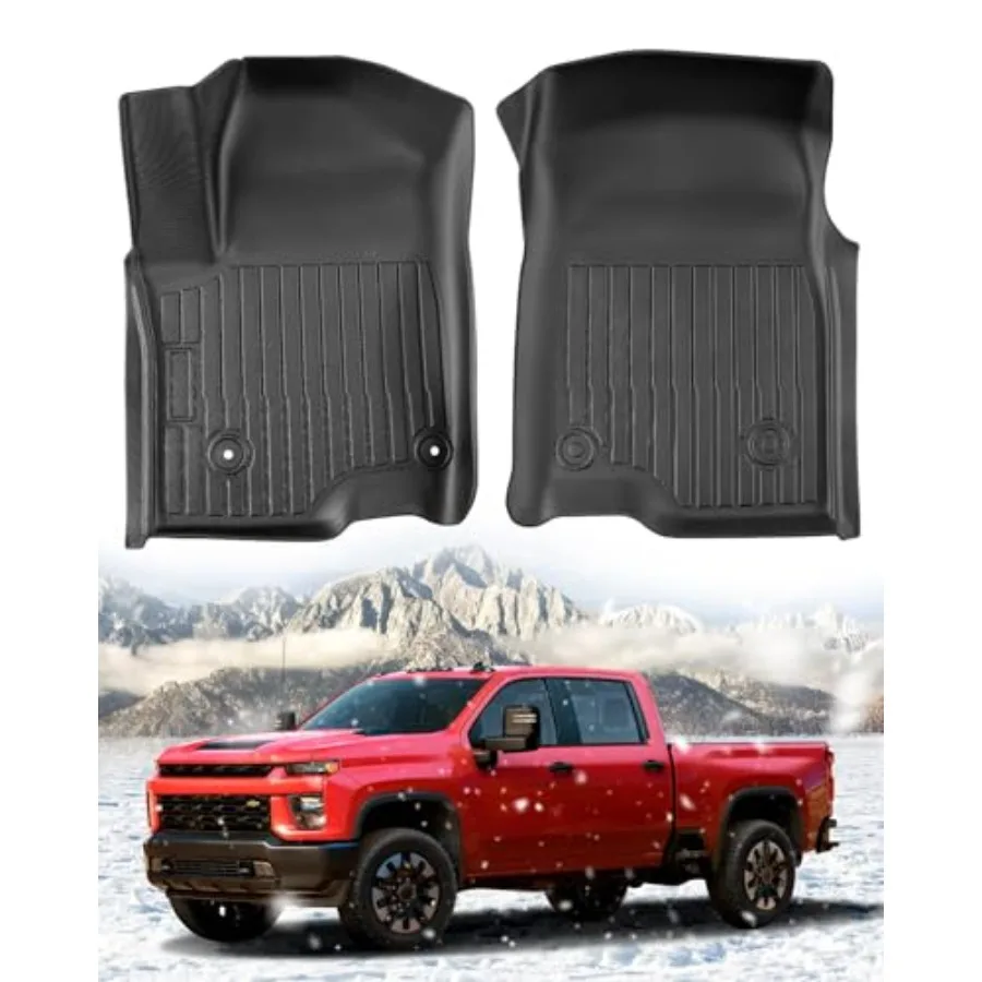 

Floor Mats for Chevy Silverado Sierra: 2019-2026 1500 2500HD 3500HD Truck Front Liners, All Weather Car Accessories Double and