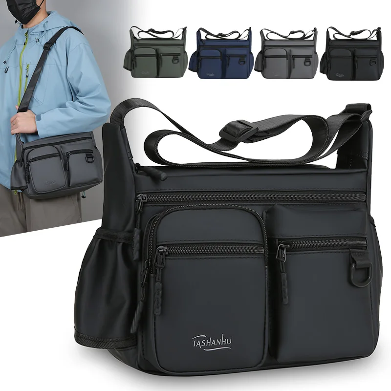 

Мужская сумка через плечо, водонепроницаемая, с несколькими карманами, для деловых поездок и повседневного использования, с регулируемым ремнем